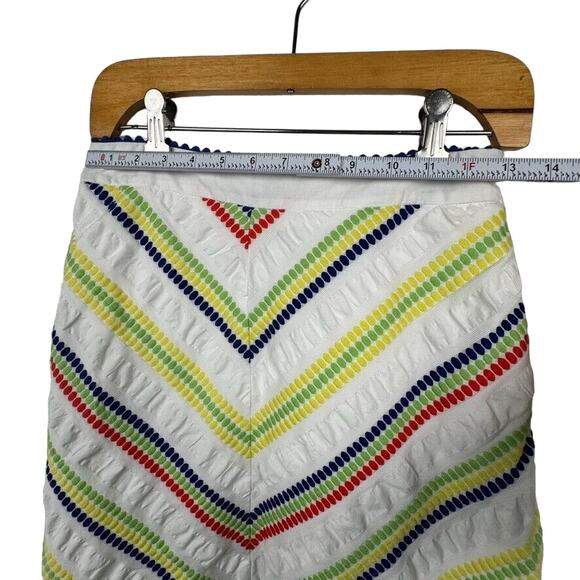 Fei Anthropologie Skirt Size 4 A-line white multicolor chevron stripes - Picture 8 of 10